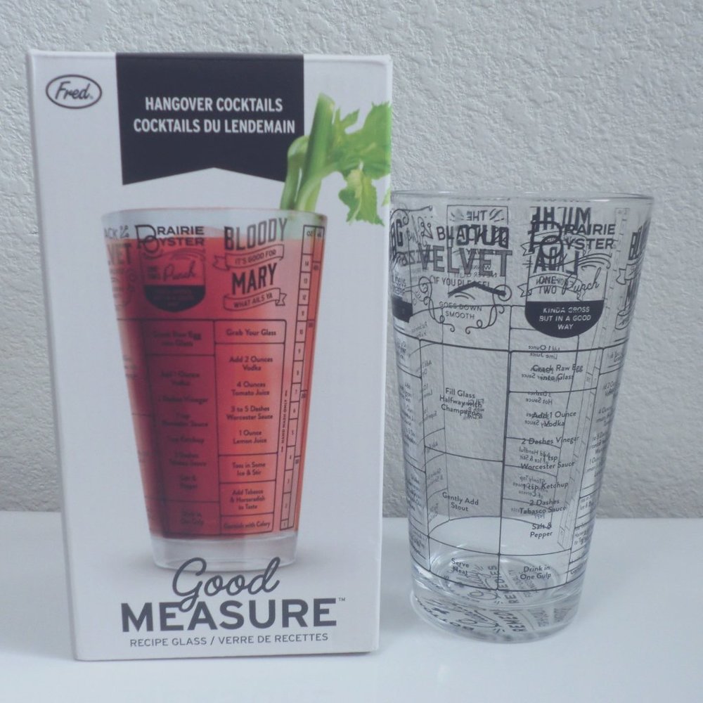 Cocktail Recipe Glass Fred Good Measure NIB
